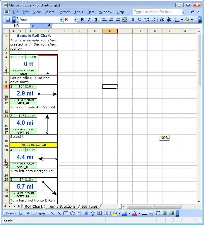 MS-Excel Roll Chart Example